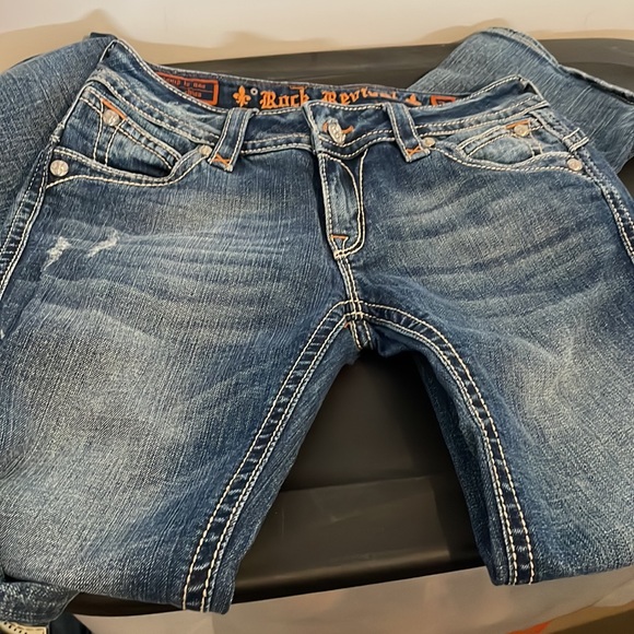 COPY - Rock Revival women’s boot cut jeans with flap pockets and white logo. - Picture 4 of 5